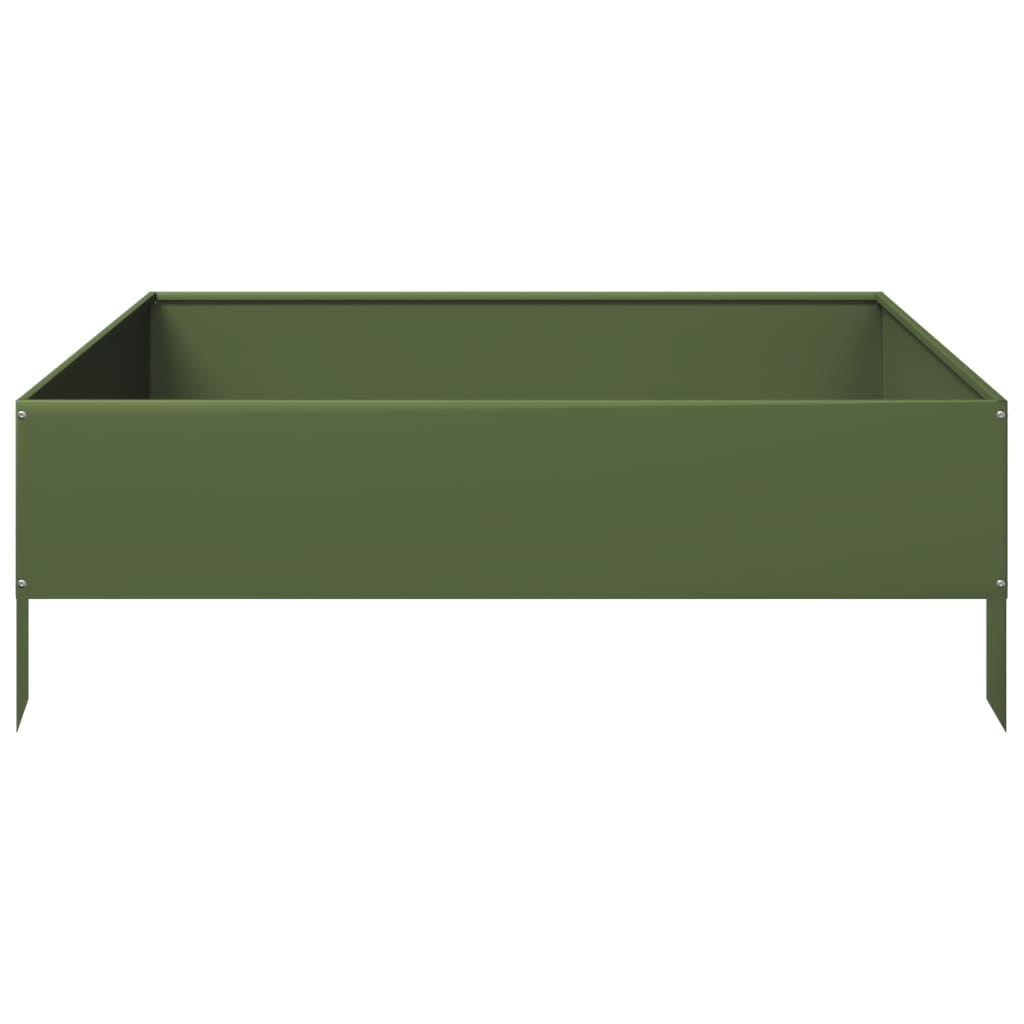 vidaXL Hochbeet Olivgrün 100x100x33,5 cm Stahl