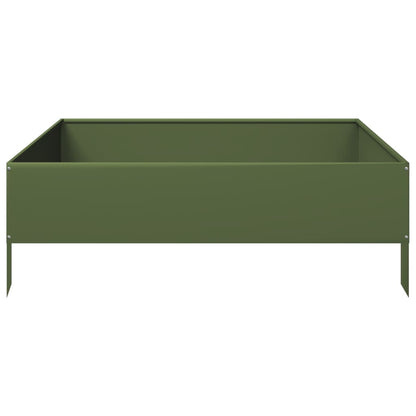 vidaXL Hochbeet Olivgrün 100x100x33,5 cm Stahl