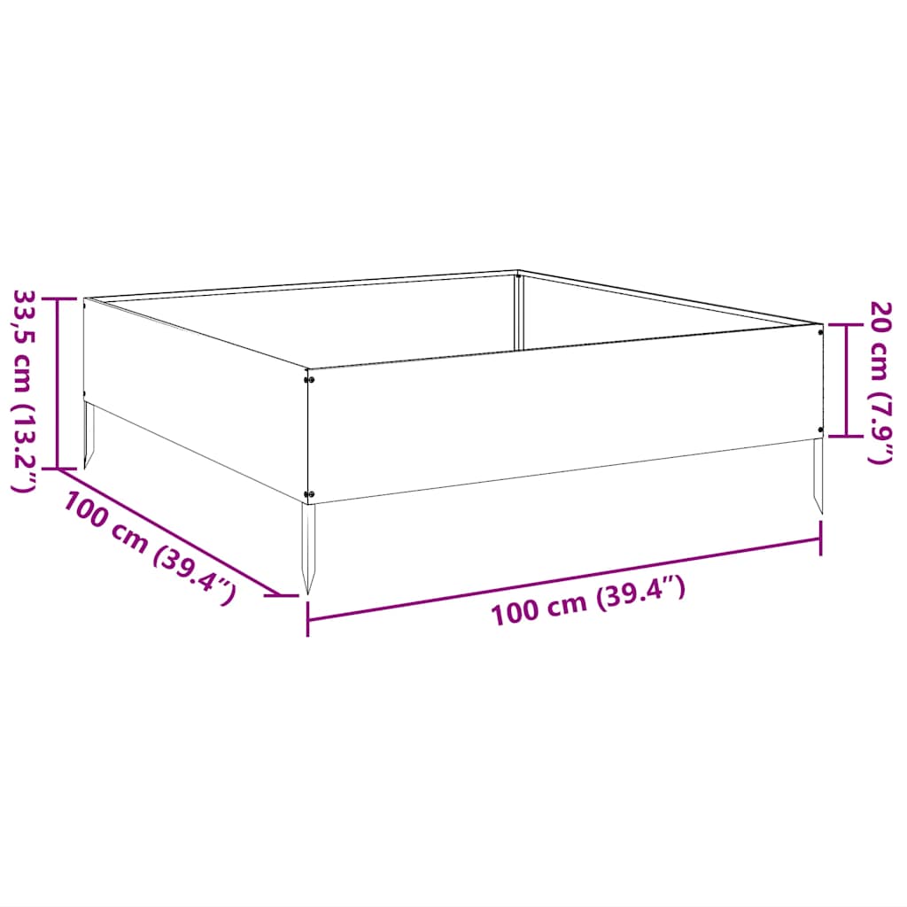 vidaXL Hochbeet 100x100x33,5 cm Verzinkter Stahl