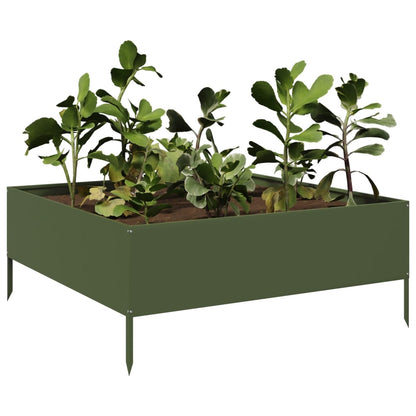 vidaXL Hochbeet Olivgrün 100x100x25 cm Stahl