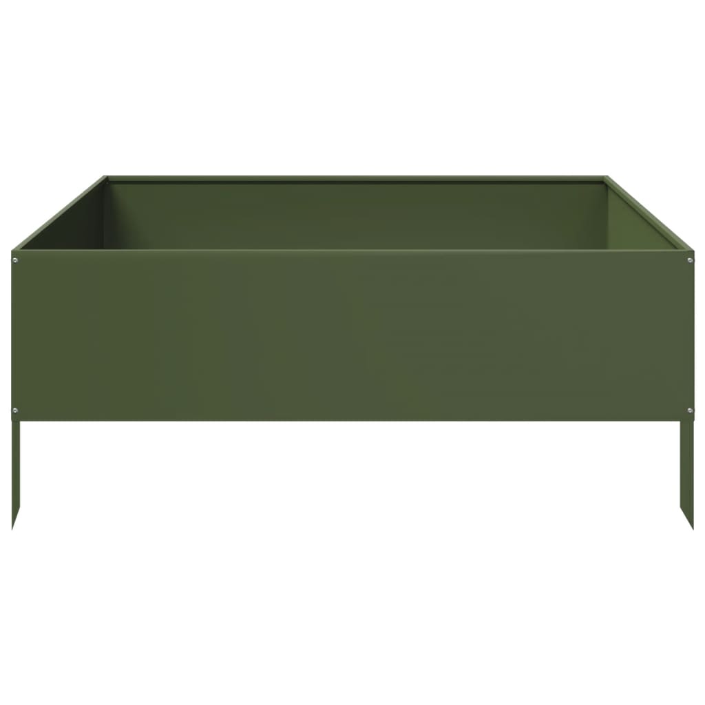 vidaXL Hochbeet Olivgrün 100x100x25 cm Stahl