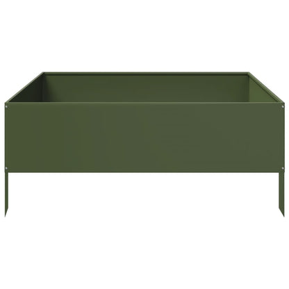 vidaXL Hochbeet Olivgrün 100x100x25 cm Stahl