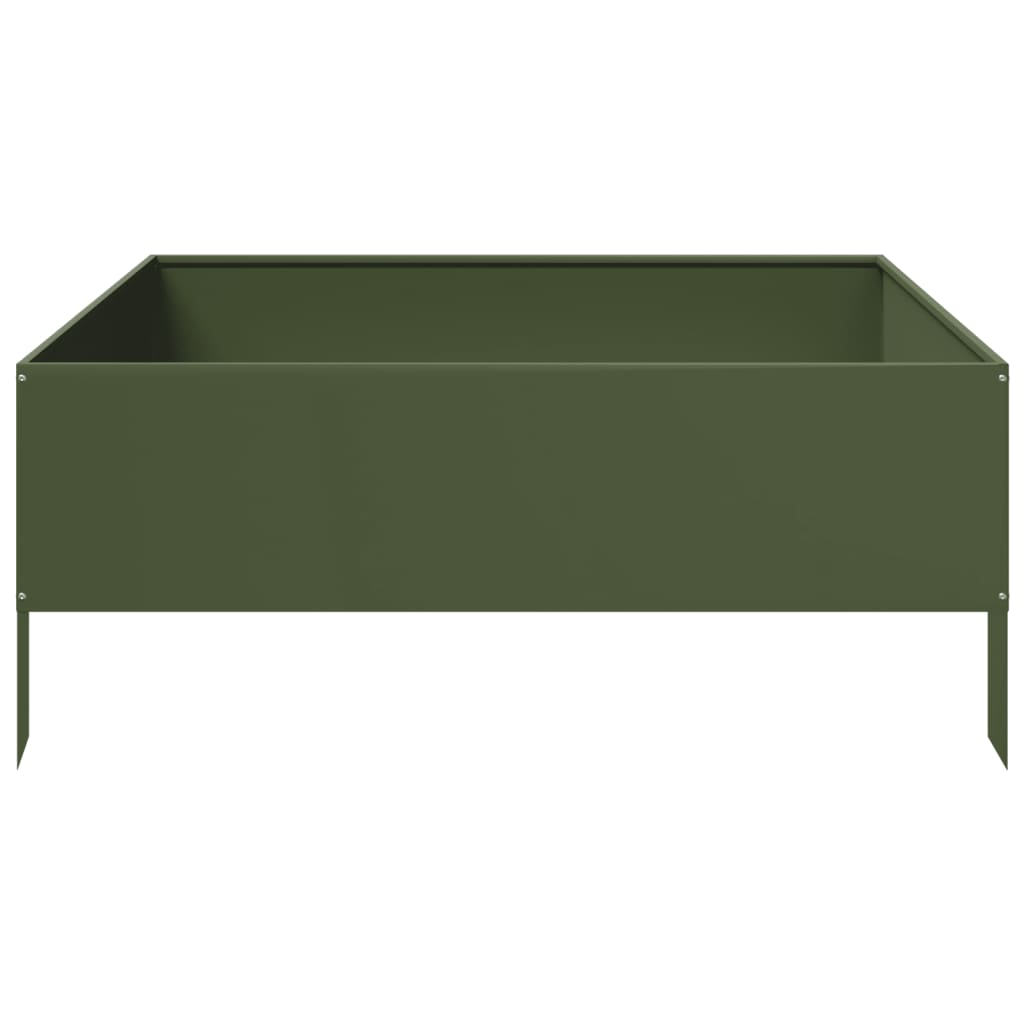 vidaXL Hochbeet Olivgrün 100x100x25 cm Stahl