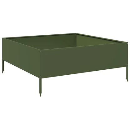vidaXL Hochbeet Olivgrün 100x100x25 cm Stahl