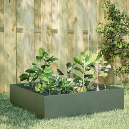 vidaXL Hochbeet Olivgrün 100x100x25 cm Stahl