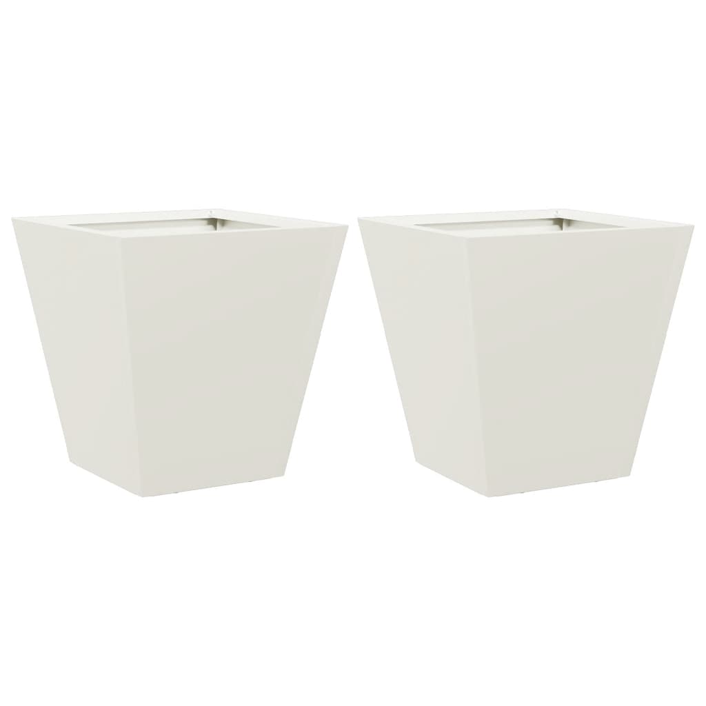 vidaXL Pflanzkübel 2 Stk. Weiß 30x30x30 Stahl