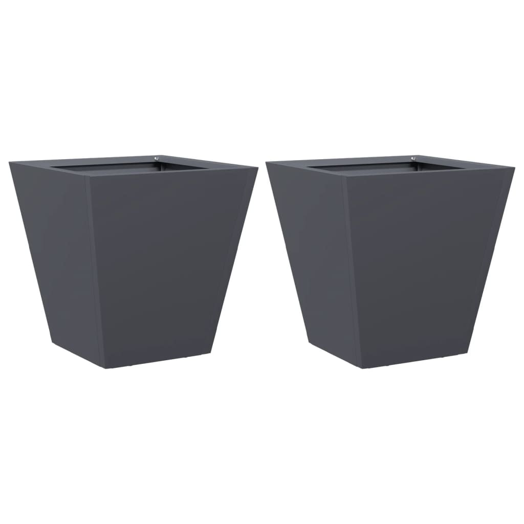 vidaXL Pflanzkübel 2 Stk. Anthrazit 30x30x30 Stahl