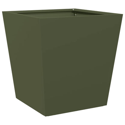 vidaXL Pflanzkübel Olivgrün 40x40x40 Stahl