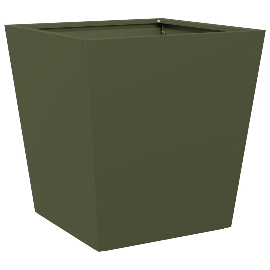 vidaXL Pflanzkübel Olivgrün 40x40x40 Stahl