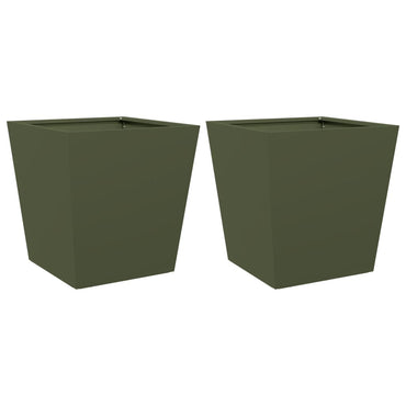 vidaXL Pflanzkübel 2 Stk. Olivgrün 40x40x40 Stahl