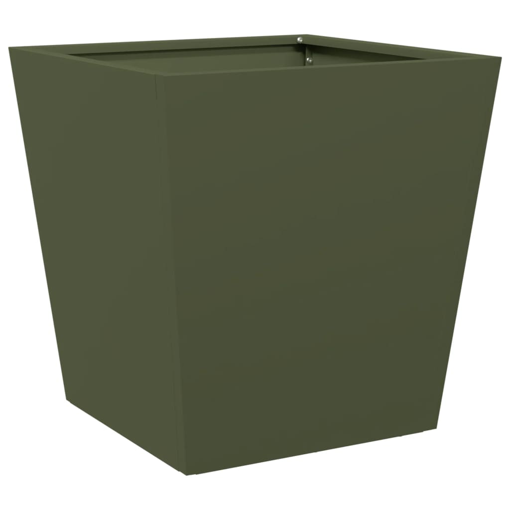 vidaXL Pflanzkübel 2 Stk. Olivgrün 40x40x40 Stahl