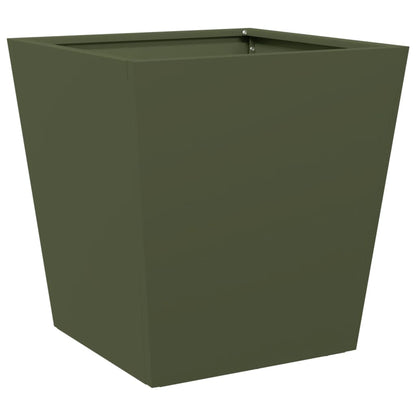 vidaXL Pflanzkübel 2 Stk. Olivgrün 40x40x40 Stahl