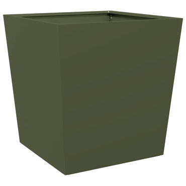 vidaXL Pflanzkübel Olivgrün 50x50x50 Stahl
