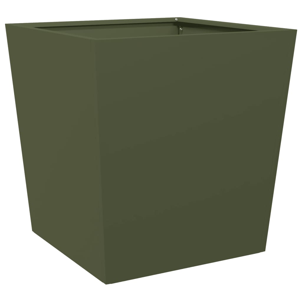 vidaXL Pflanzkübel 2 Stk. Olivgrün 50x50x50 Stahl