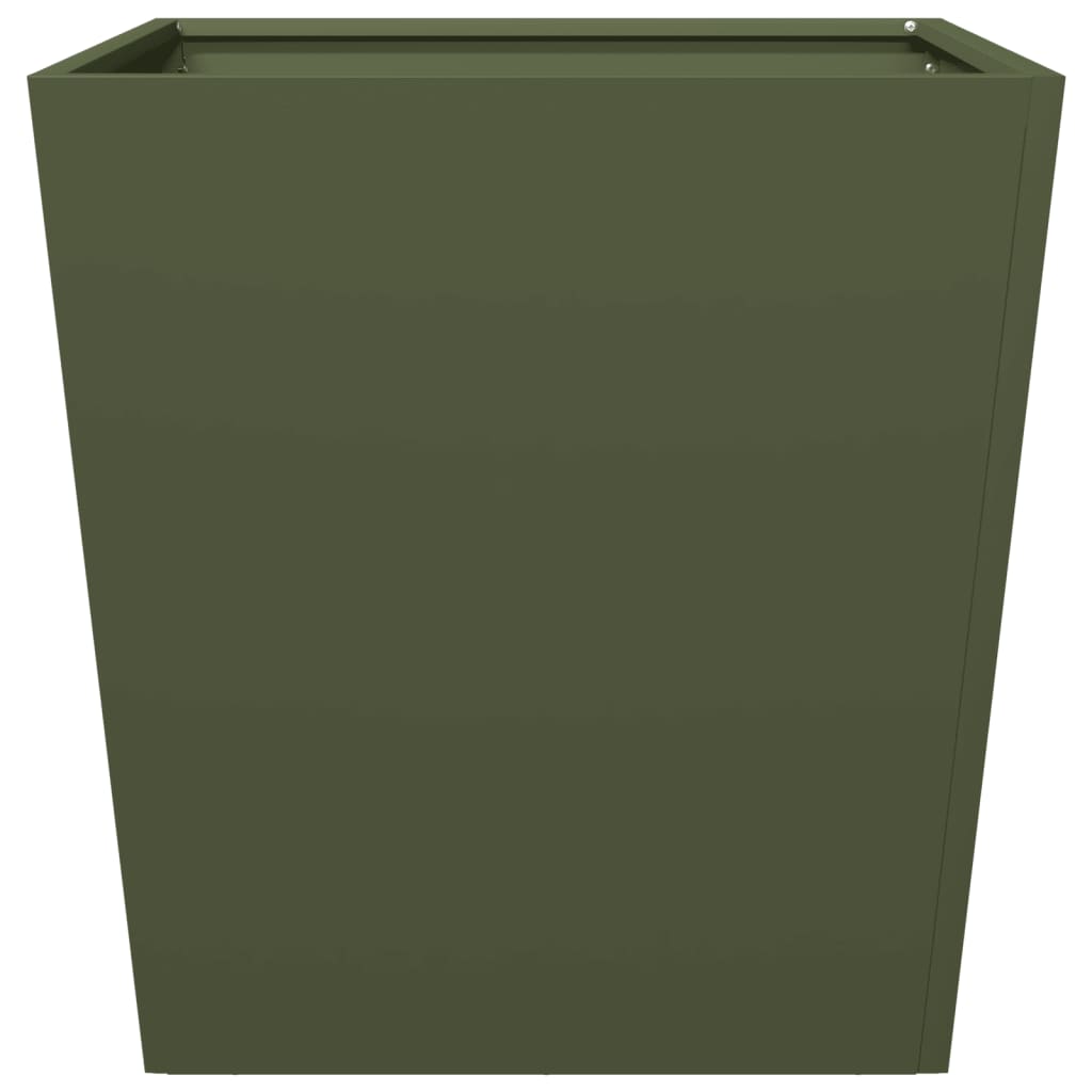 vidaXL Pflanzkübel 2 Stk. Olivgrün 50x50x50 Stahl