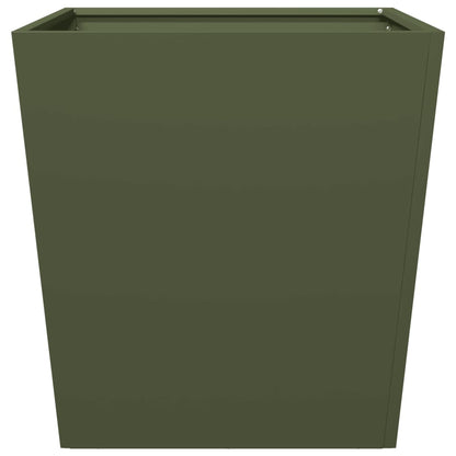 vidaXL Pflanzkübel 2 Stk. Olivgrün 50x50x50 Stahl