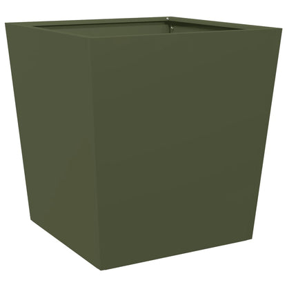 vidaXL Pflanzkübel 2 Stk. Olivgrün 50x50x50 Stahl