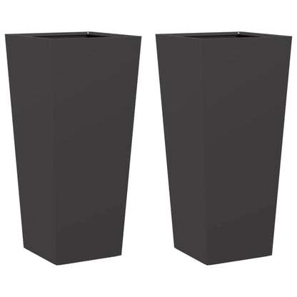 vidaXL Jardinières 2 pcs. Noir 35x35x75 cm Acier