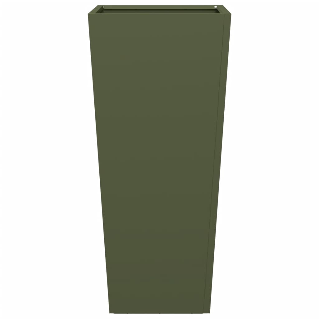 vidaXL Pflanzkübel 2 Stk. Olivgrün 35x35x75 cm Stahl