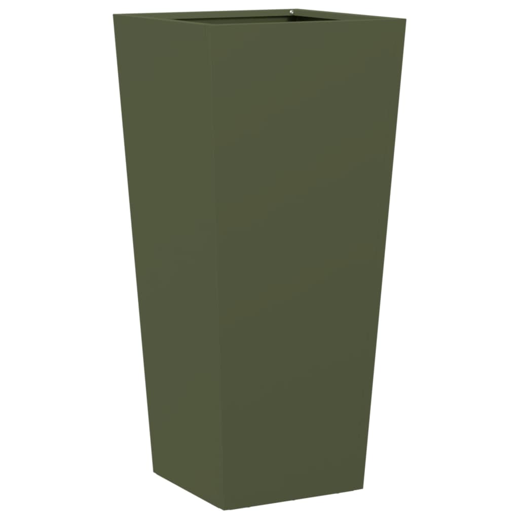 vidaXL Pflanzkübel 2 Stk. Olivgrün 35x35x75 cm Stahl