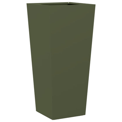 vidaXL Pflanzkübel 2 Stk. Olivgrün 35x35x75 cm Stahl