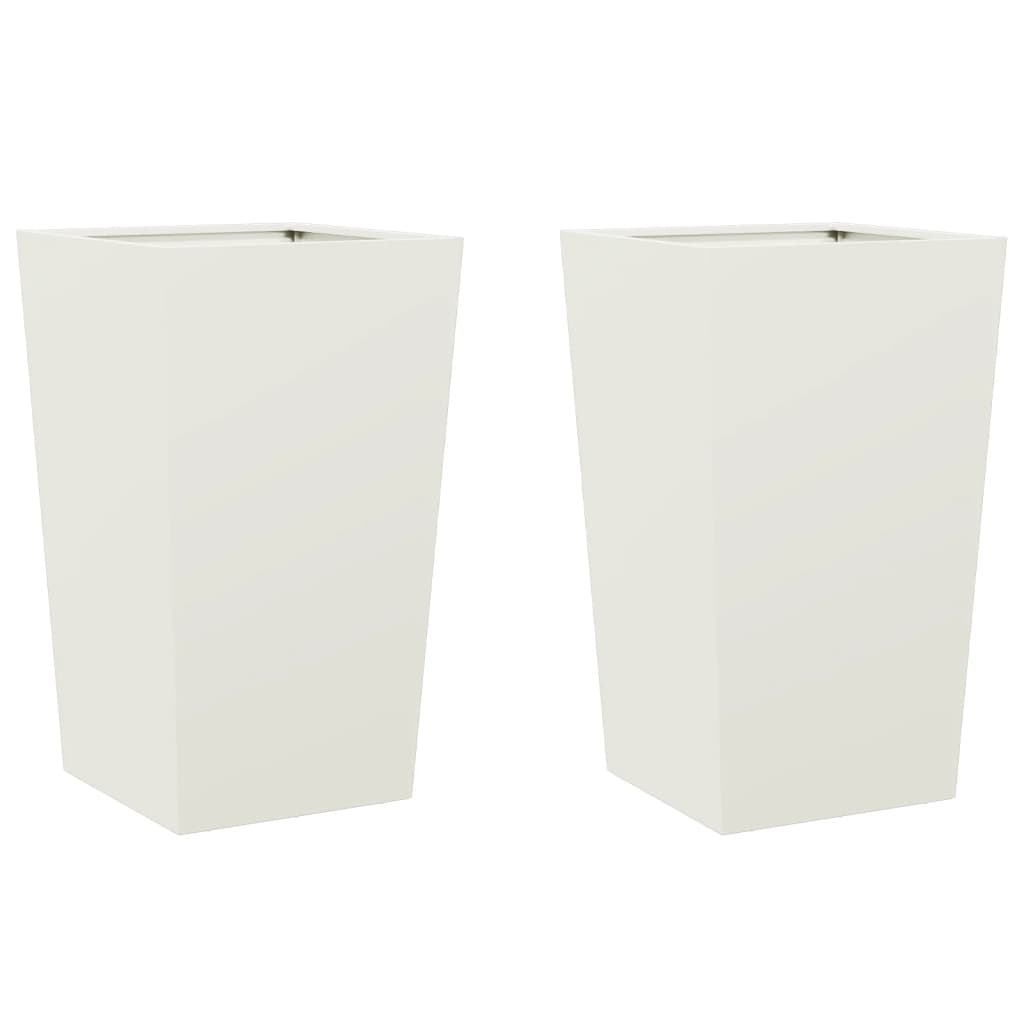 vidaXL Pflanzkübel 2 Stk. Weiß 45x45x75 cm Stahl