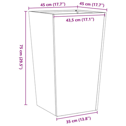 vidaXL Pflanzkübel 2 Stk. Anthrazit 45x45x75 cm Stahl