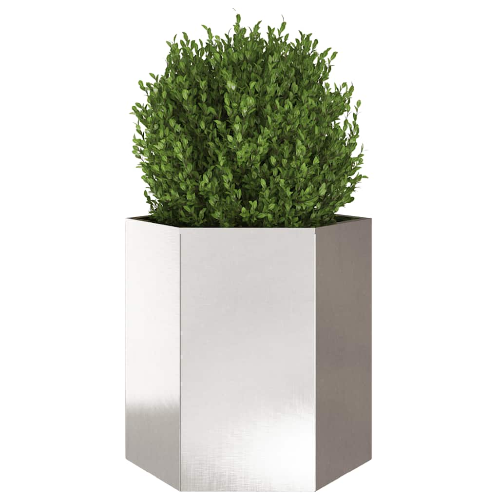 vidaXL Garten-Pflanzgefäße 2 Stk.Sechseckig 46x40x45 cm Edelstahl