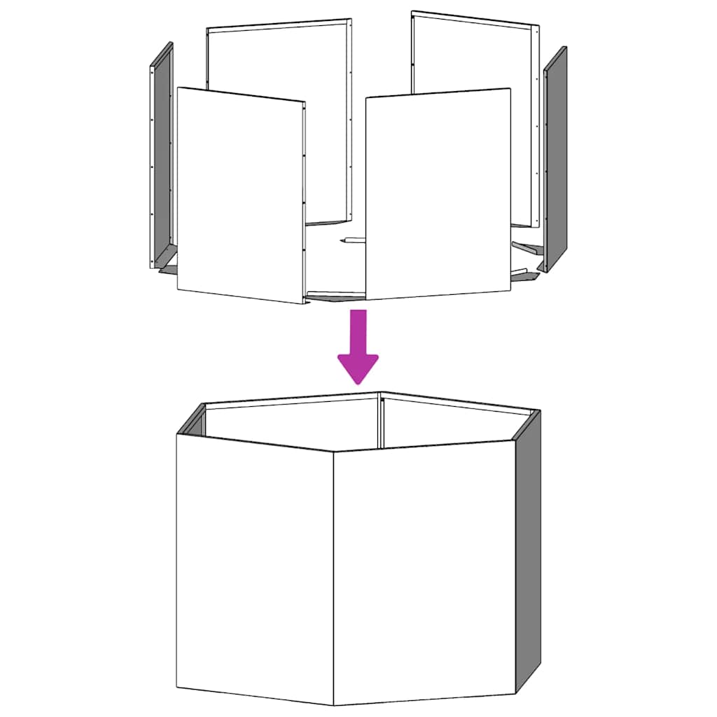 vidaXL Pflanzkübel Sechseckig 46x40x45 Verzinkter Stahl