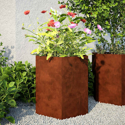 vidaXL Pflanzkübel 2 Stk. Sechseckig 46x40x45 cm Wetterfester Stahl