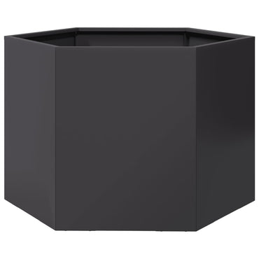 vidaXL Pflanzkübel Schwarz Sechseckig 69x60x45 Stahl