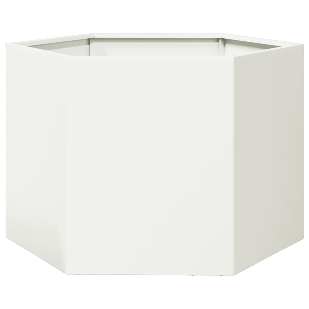 vidaXL Pflanzkübel Weiß Sechseckig 69x60x45 Stahl