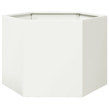 vidaXL Pflanzkübel Weiß Sechseckig 69x60x45 Stahl