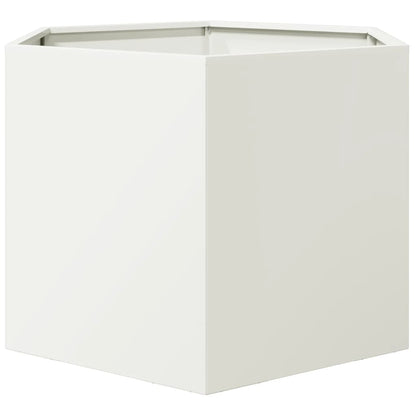 vidaXL Pflanzkübel Weiß Sechseckig 69x60x45 Stahl