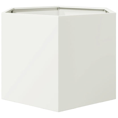 vidaXL Pflanzkübel Weiß Sechseckig 69x60x45 Stahl