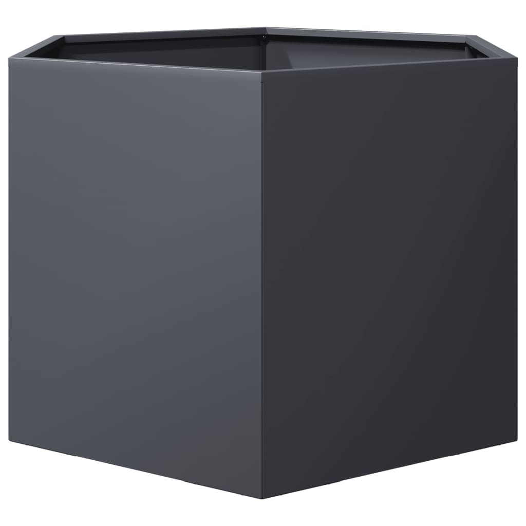 vidaXL Pflanzkübel Anthrazit Sechseckig 69x60x45 Stahl