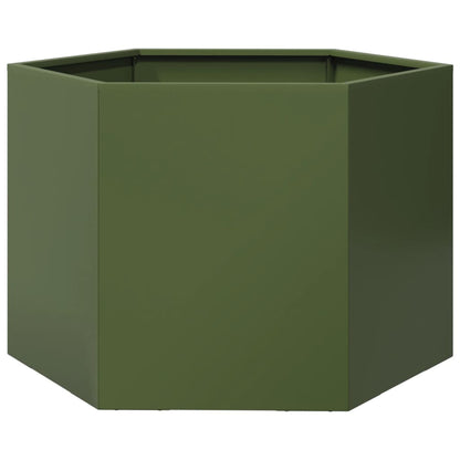 vidaXL Pflanzkübel Olivgrün Sechseckig 69x60x45 Stahl