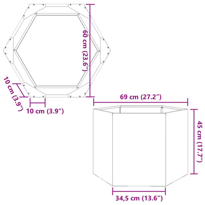 vidaXL Pflanzkübel Olivgrün Sechseckig 69x60x45 Stahl