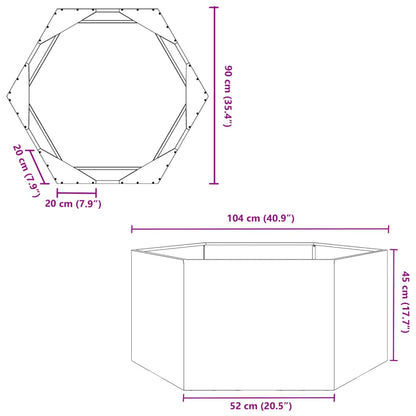 vidaXL Pflanzkübel Schwarz Sechseckig 104x90x45 Stahl