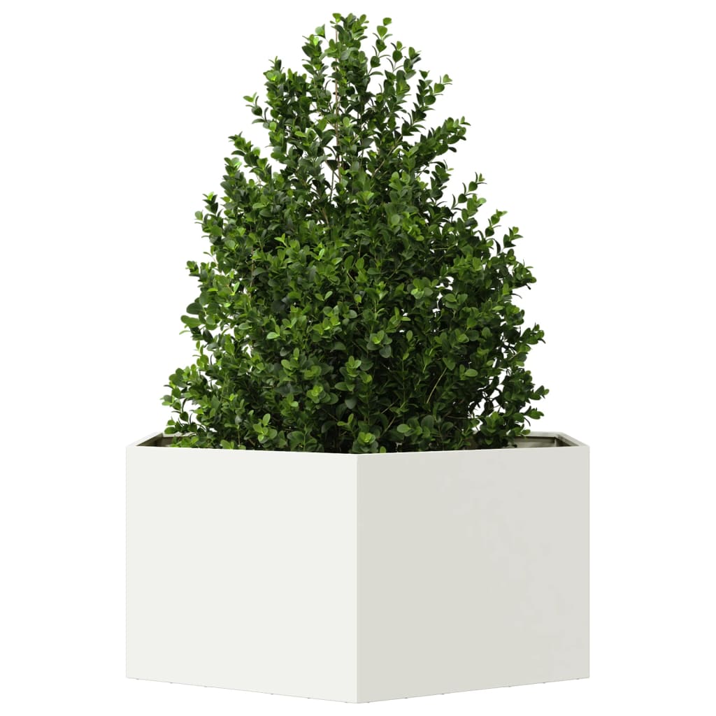 vidaXL Pflanzkübel Weiß Sechseckig 104x90x45 Stahl