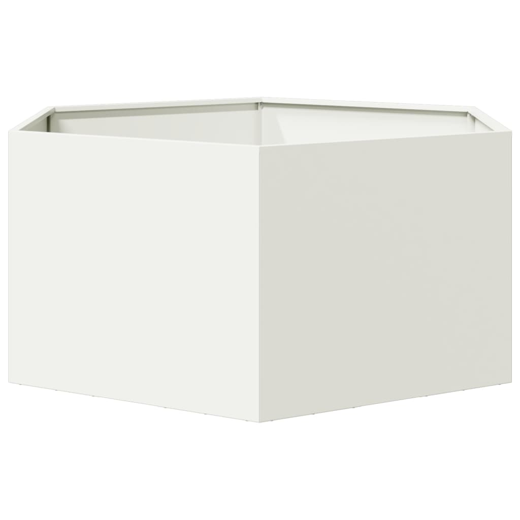 vidaXL Pflanzkübel Weiß Sechseckig 104x90x45 Stahl