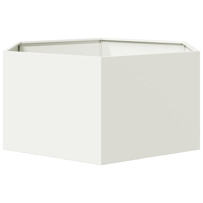 vidaXL Pflanzkübel Weiß Sechseckig 104x90x45 Stahl