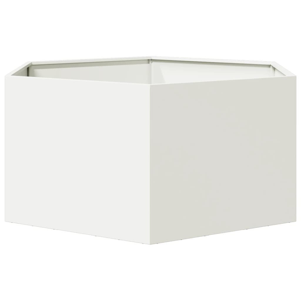 vidaXL Pflanzkübel Weiß Sechseckig 104x90x45 Stahl