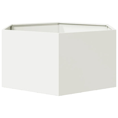 vidaXL Pflanzkübel Weiß Sechseckig 104x90x45 Stahl