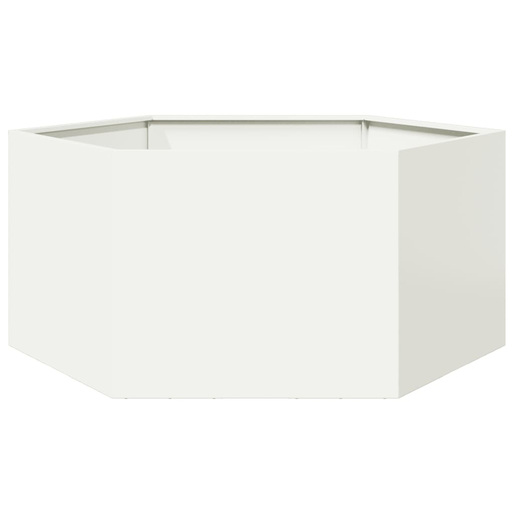vidaXL Pflanzkübel Weiß Sechseckig 104x90x45 Stahl