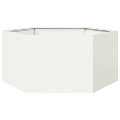 vidaXL Pflanzkübel Weiß Sechseckig 104x90x45 Stahl