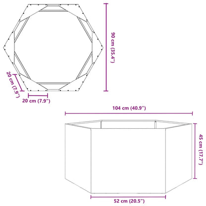 vidaXL Pflanzkübel Anthrazit Sechseckig 104x90x45 Stahl