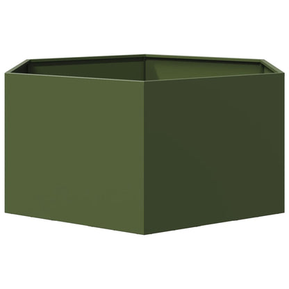 vidaXL Pflanzkübel Olivgrün Sechseckig 104x90x45 Stahl
