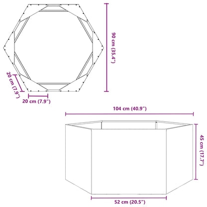 vidaXL Pflanzkübel Olivgrün Sechseckig 104x90x45 Stahl