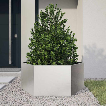 vidaXL Jardinière hexagonale 104x90x45 cm en acier inoxydable
